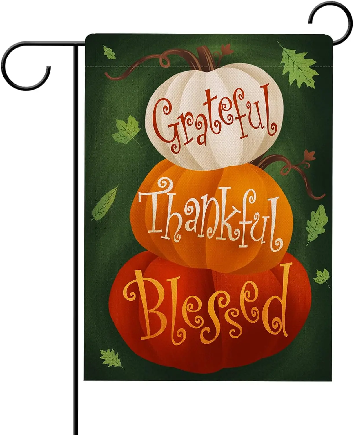 Hzppyz Thanksgiving Grateful Thankful Blessed Garden Flag Double Sided, Fall White Pumpkin Maple Leaves Decorative House Yar KZA