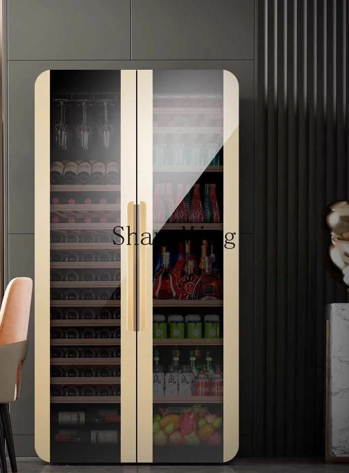 ZYY frequency conversion double door red wine cabinet constant temperature ultra-thin ice bar tea refrigerator embedded