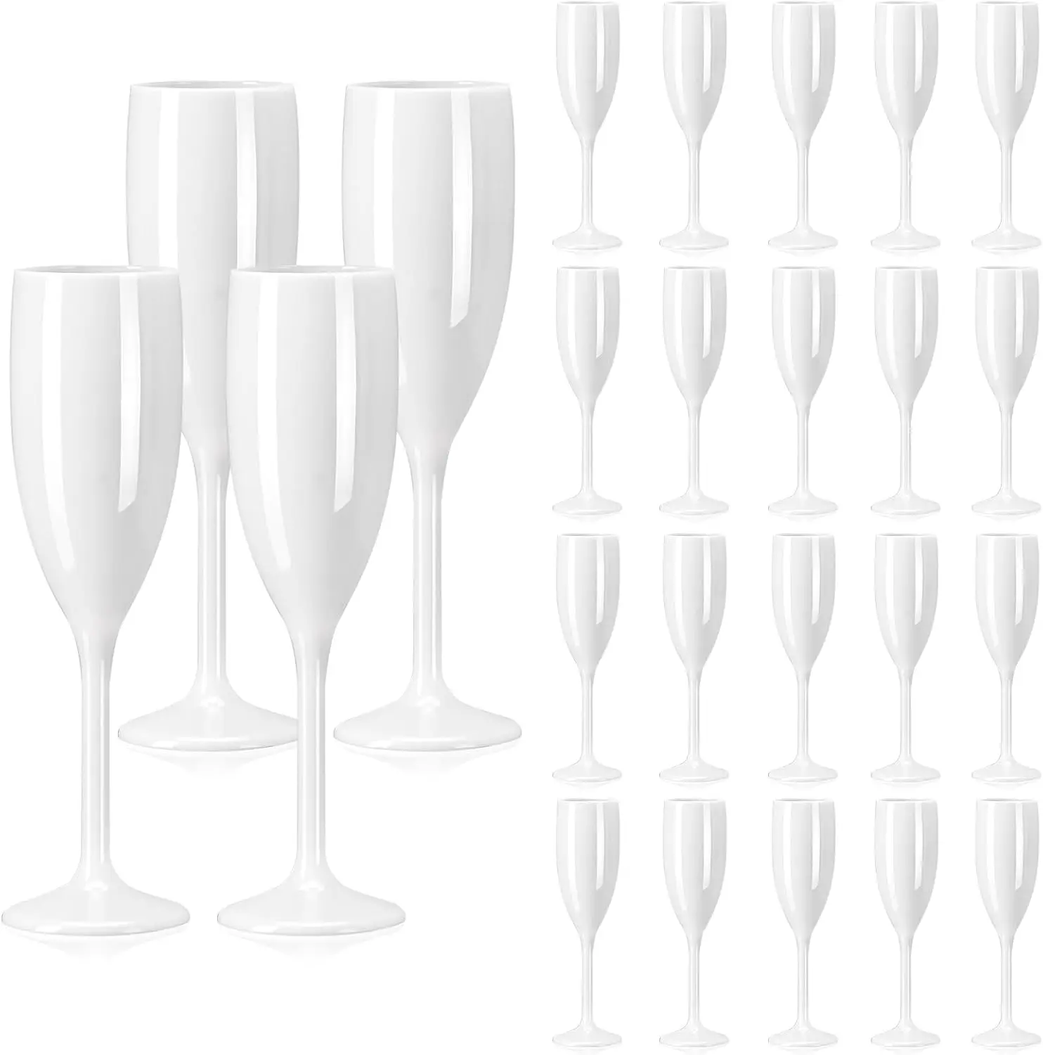 

Acrylic Champagne Flute, Reusable Unbreakable Wedding Toasting Glasses - White (24 pcs)