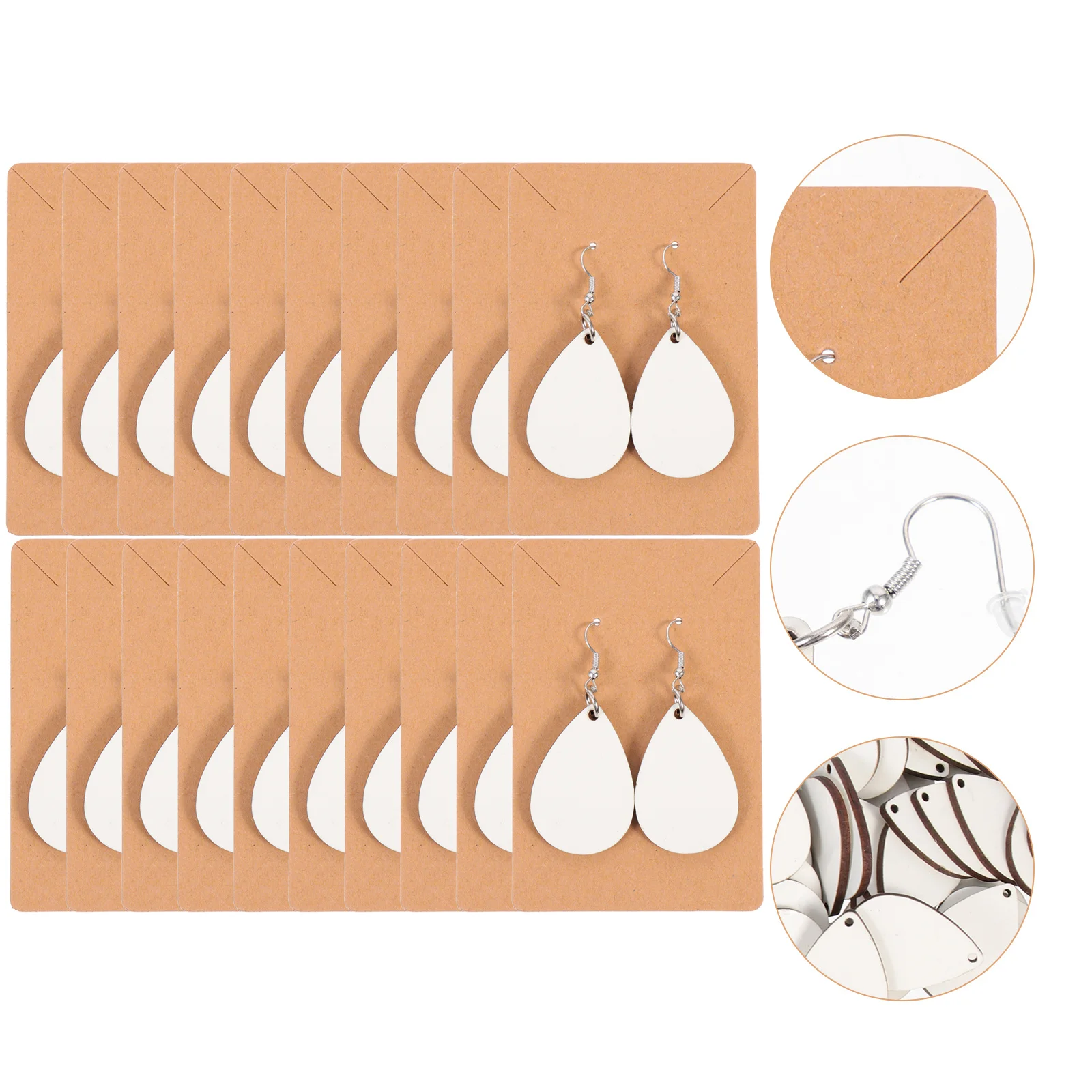 1Set Ear Ring Set Handmade Sublimation Blanks DIY Earring Pendants Unfinished Wooden Studs for Craft Jewelry Making Supplies