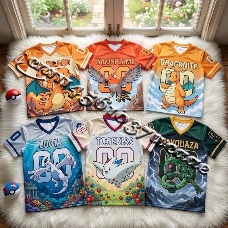 Bandai Animation Theme Pok É Mon Characters Baseball Sports Jerseys Summer Oversized T-shirts Adult Family Matching 2026