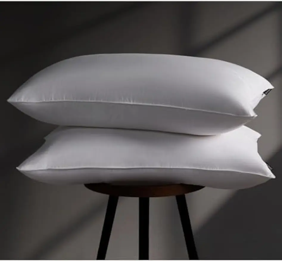

Набор подушек Queen Size с перьями на пуху из 2 шт., коллекция отелей из 100% хлопка для сна с боковой спинкой и животом, мягкая средняя твердая поддержка