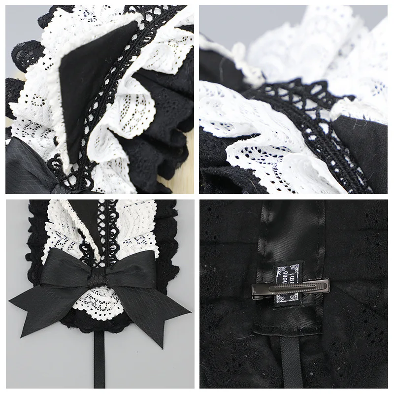 تأثيري JK KC اليابانية أغطية الرأس الحلو القط الأذن هيرباند Kawaii فتاة Harajuku لوليتا اكسسوارات أسود أبيض القوس تكدرت مشبك شعر