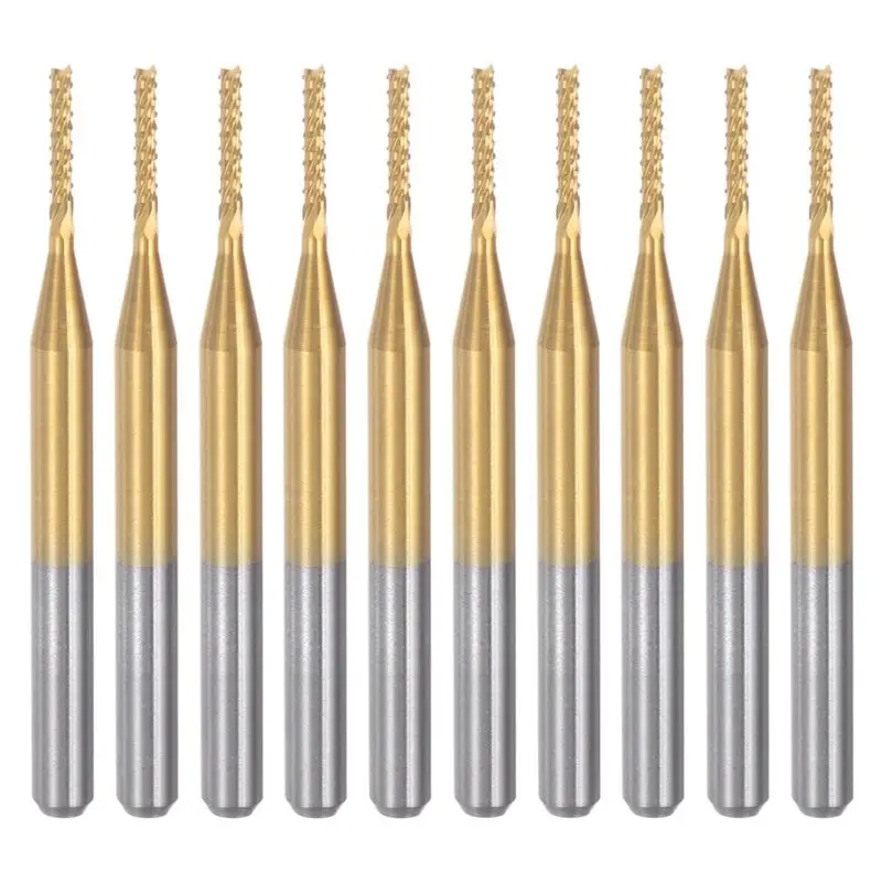 

ABWR-10PCS Titanium Coat Carbide End Mill Engraving Milling Cutter CNC Router Bits For PCB Machine, 1/8 Inch Shank