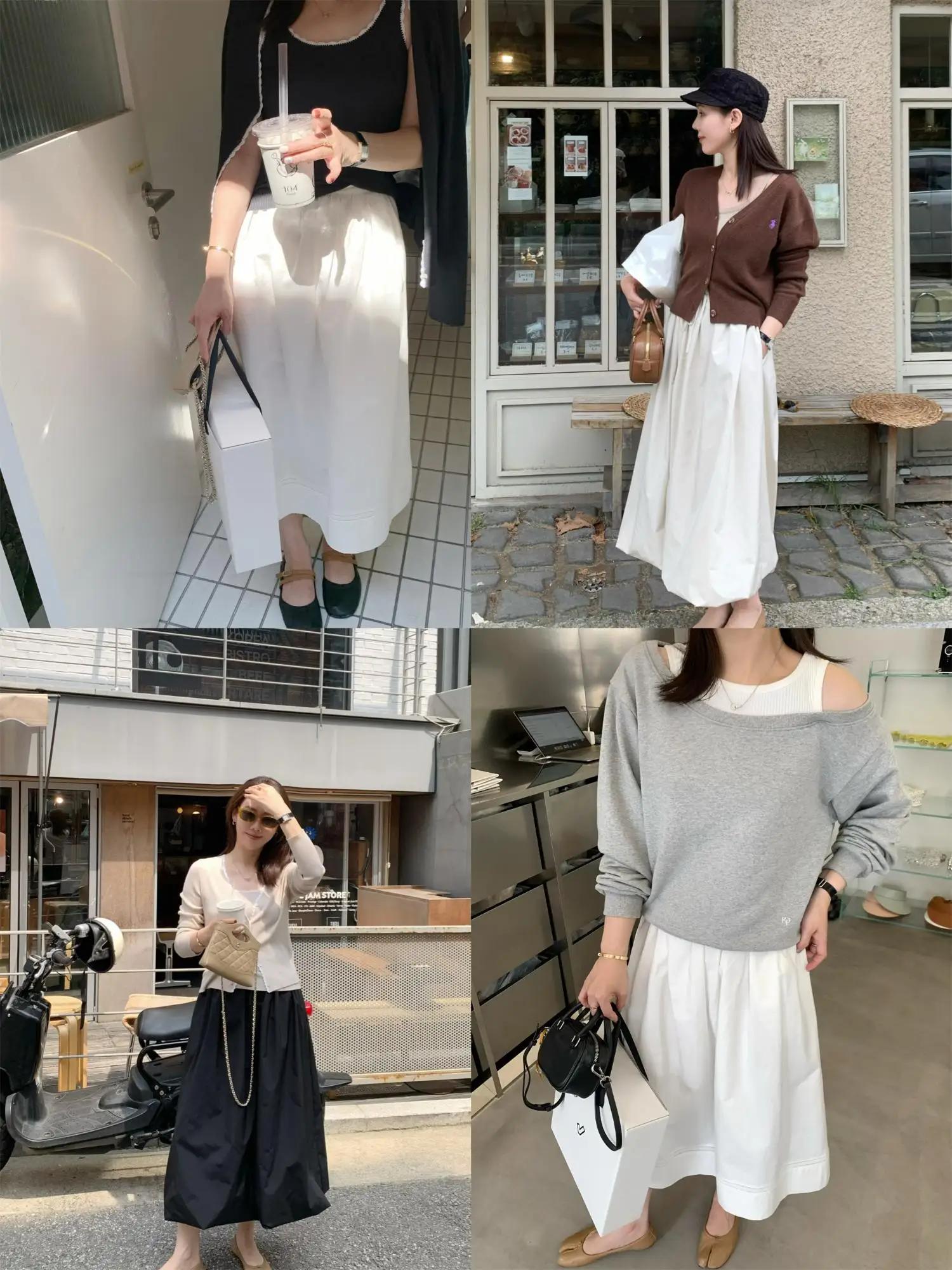 

by Spring Mid-Length Lace Splice Women's Skirt with Light Sensation Bla White Special Adjusent Flower Bud Skirt