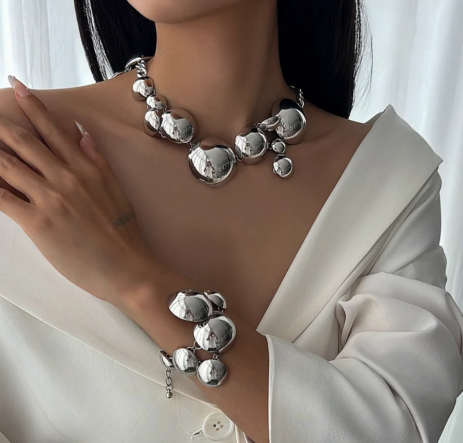 Large and small smooth circular splicing grinding chain bracelet necklace female