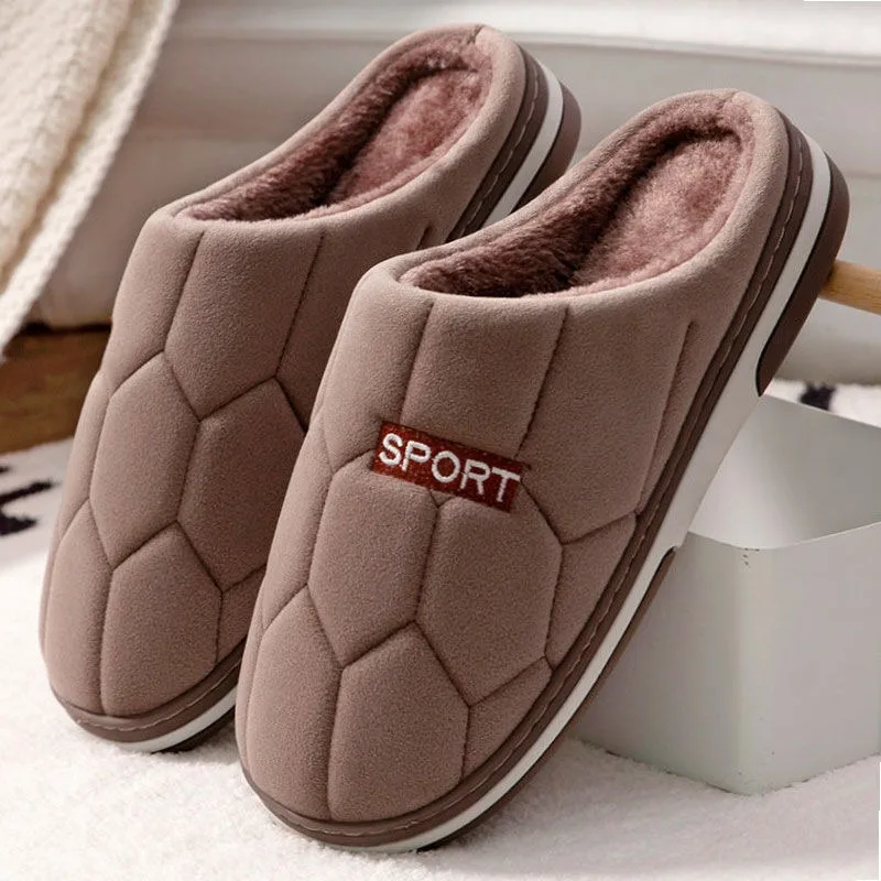 Winter home warm cotton slippers men and women Casual plush simple comfortable soft unisex solid colour padded