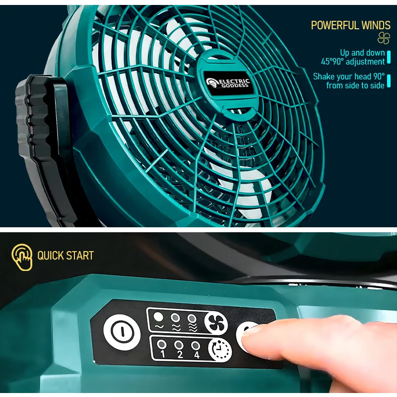 Electric Goddess 12INCH3Gea 3Timing Structural Stability Shatter-Resistant Electric Fan For 18V Makita Battery