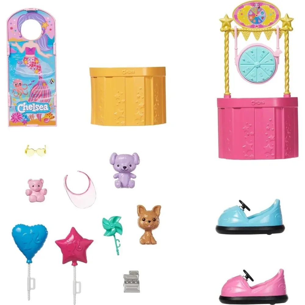 Barbie Club Chelsea Carnival Playset Original con muñeca pequeña rubia, mascotas y accesorios, juguetes para niñas, regalos de Navidad y cumpleaños