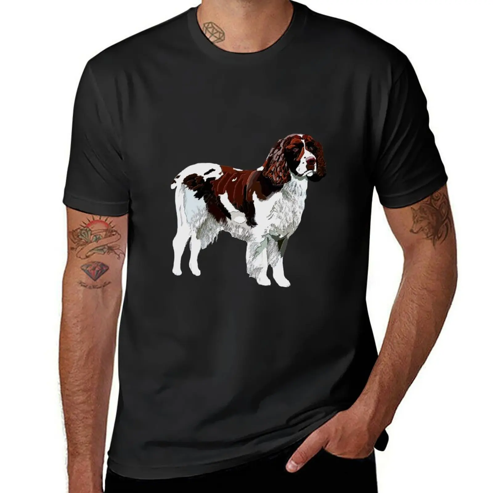 

English Springer Spaniel art T-Shirt customizeds cute clothes mens tall t shirts