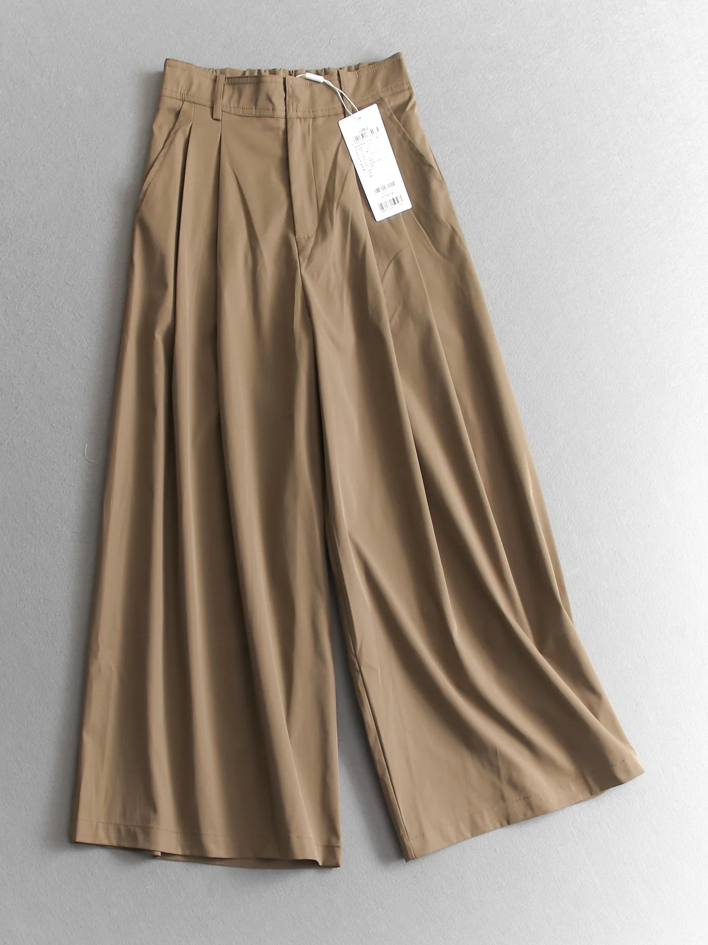 

High Waist Loose Straight Leg Pants Women's Pure Color Versatile Wide Leg Casual Trousers Commuter Friendly Nine Point Pants