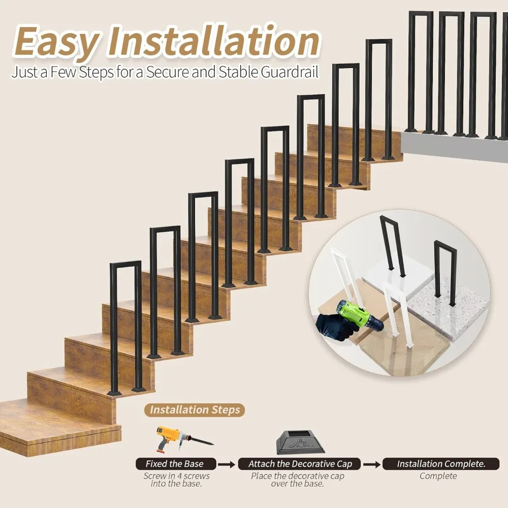 درابزين سلالم خارجي معدني أسود مع منحنيات زخرفية للخطوات الداخلية والخارجية والشرفة والسلامة على سطح السفينة والأناقة #5