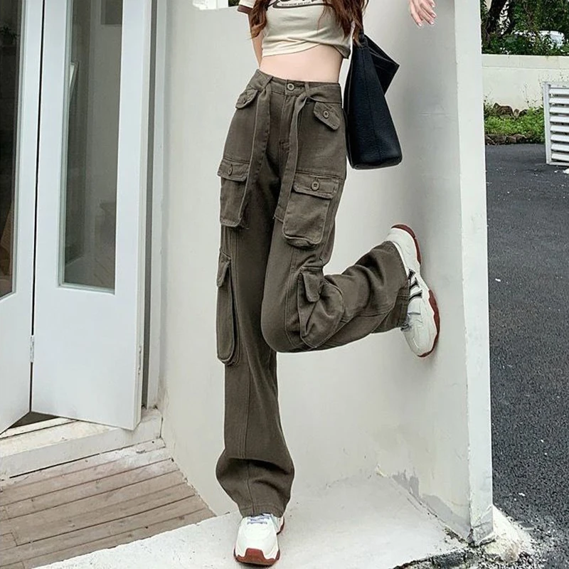 

2026 Spring Spicy Girl Slimming Loose American Retro Jeans for Women Straight Leg Long Trousers High Waist Wide-leg Casual Pants