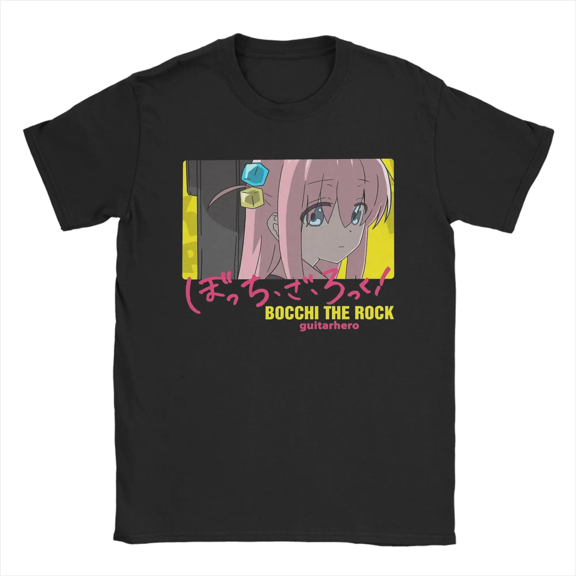 Camisetas Hitori Goto Bocchi The Rock Guitar Hero, Camiseta de algodón puro para hombre, camiseta de manga corta con cuello redondo, ropa de talla grande