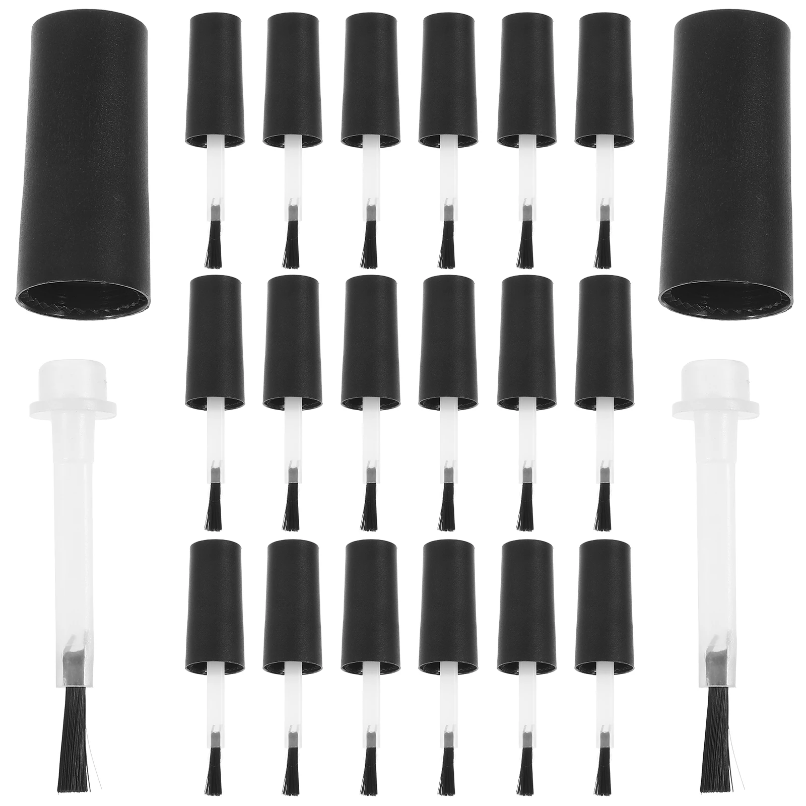 

20 pcs Nail Polish Brush Replacement for Gel Liquid Bottle Soft Bristles Easy Use 10ml Black Cap Empty Refill Tool Gel Polish