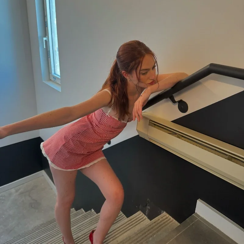 2025 Sommer süßeste karierte Spitze Minikleid Frauen ärmellose Spaghettiträger Camis Kleid Cottage 90er Jahre Vintage Sexy Y2k kurze Kleider