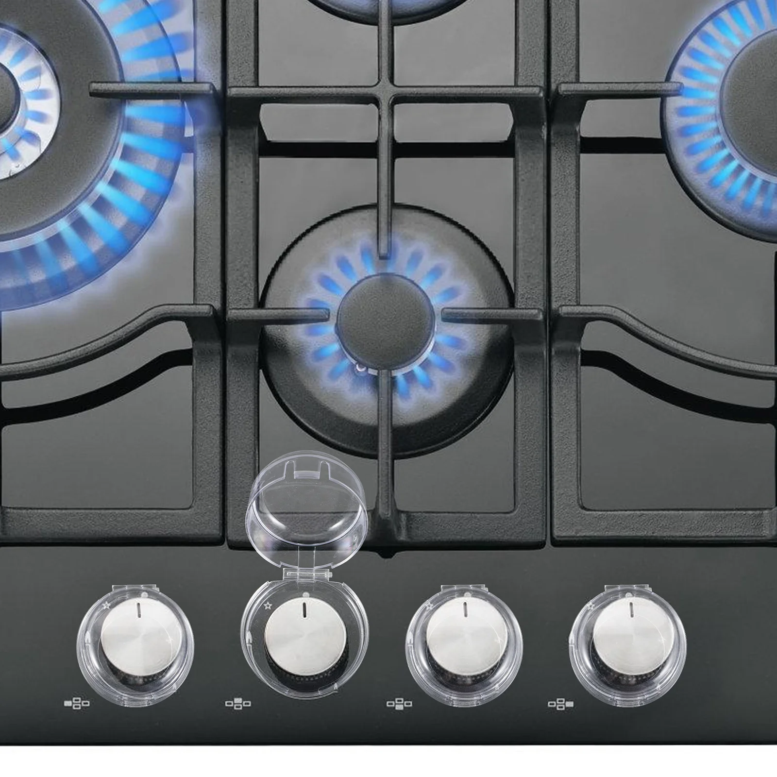 5 pezzi Copri manopola per fornello a gas Protezione di sicurezza in plastica Protezione per manopola del forno resistente al calore per protezione di sicurezza da cucina per bambini