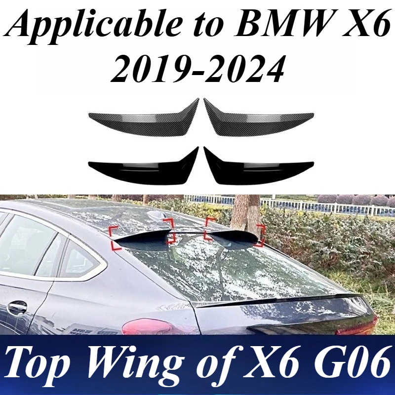 

For BMW X6 G06 2019-2024 Rear Trunk Roof Spoiler Wing ABS Black Carbon Fiber Look Styling Auto Car Accessories Exterior Parts