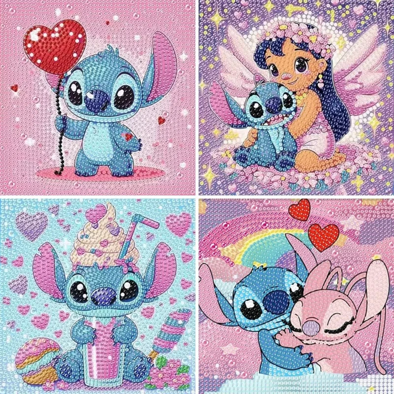 Disney Stitch Bright Diamond Kids DIY Алмазная наклейка ручной работы Художественный мини-набор Милый мультяшный большой драгоценный камень Кристалл Алмазная картина Подарок