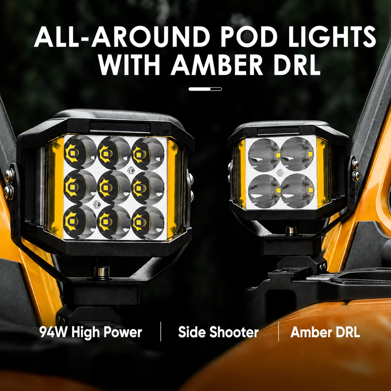 OGA 2PCS 120W LED advanced work light with Amber Dynamic DRL SPOT Beam IP67 Offroad 4×4 For ATV UTV Truck Jeep Boat 10-30V