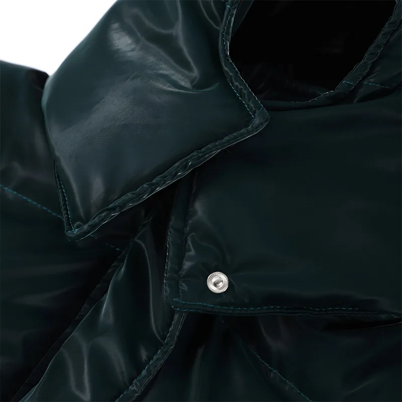 Fashion Glossy Padded Jacket Women's Solid Hooded Long Sleeve Zipper Warm Down Coat 2026 Autumn Winter New Lady Casual Outerwear