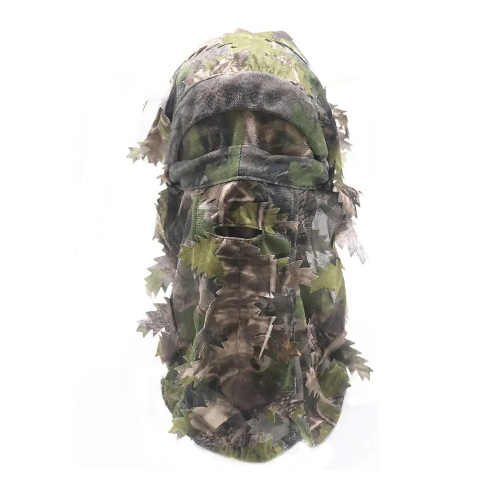 Ghillie Camouflage Leafy Hat/Boonie Hats 3D Full Face Mask Headwear Tactical Cap Turkey Camo Hunter Hunting Accessories