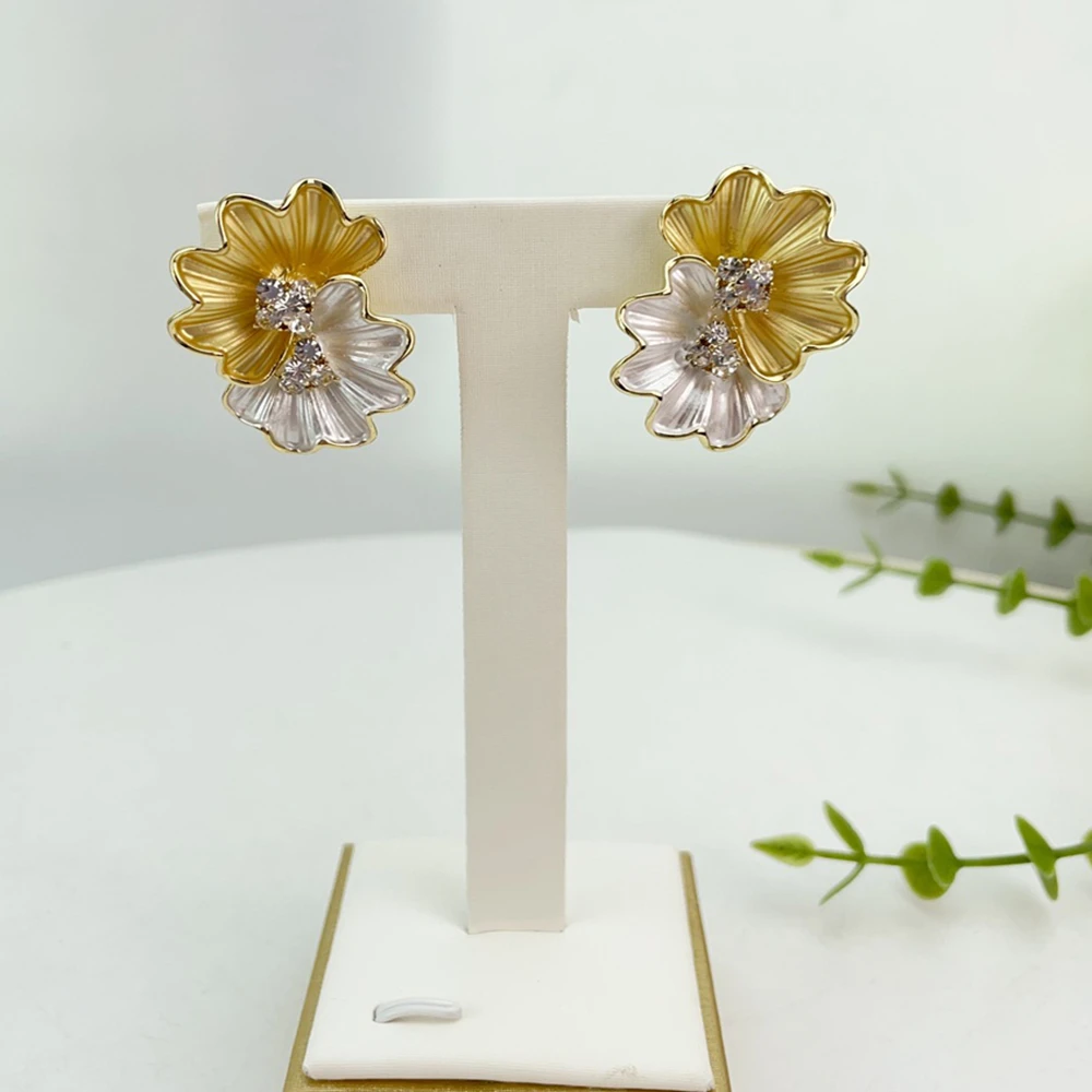 EMMA البرازيلي مجوهرات مطلية بالذهب النساء بيان كبير الأقراط الإناث كبيرة الحجم جريئة زهرة مجوهرات اكسسوارات هدايا