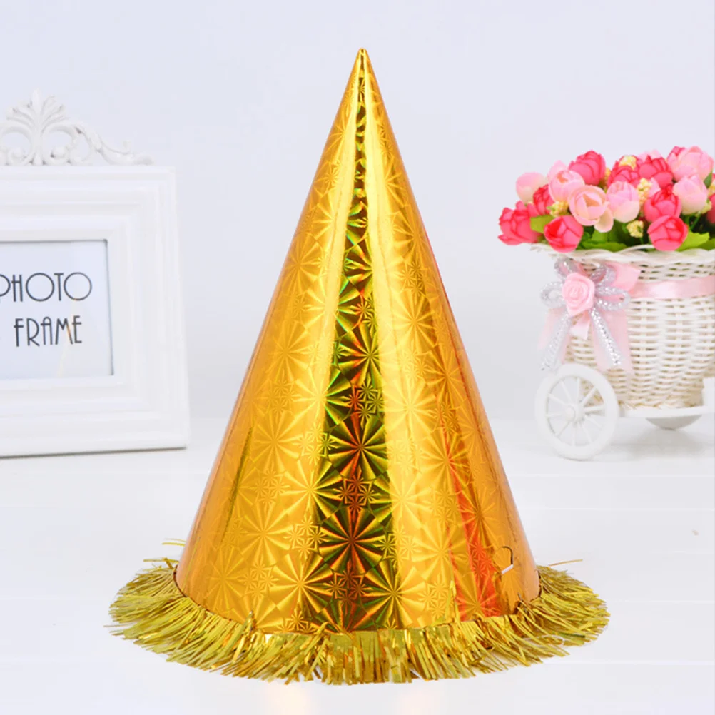 

18pcs Birthday Party Cone Hats with Glittering Tassel for Kids and Adults (Mix Color) cone party hats