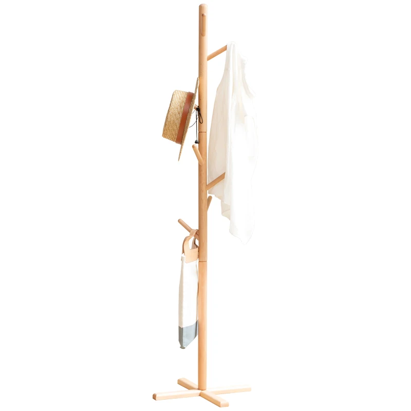 

Solid Wood Coat and Hat Rack Nordic Minimalist Bedroom Beech Hanger Hanger