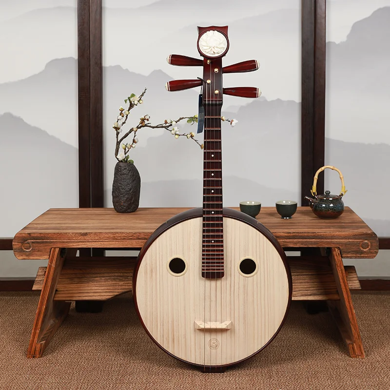 Zhongruan Musical Instrument Beginner Professional Color Wood Bone Flower Steel Flower Blossom Rich Headdress Zhongruan Qin 8571
