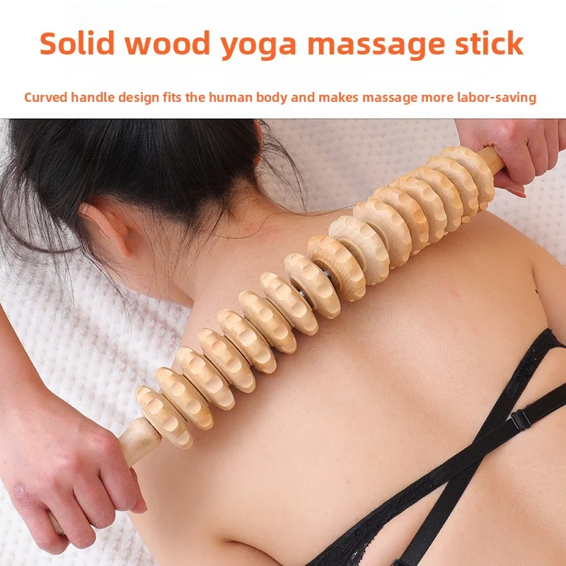 

Wooden Roller Massage Stick for Full Body Muscle Relaxation Cervical Back Massager with Solid Wood Rollers