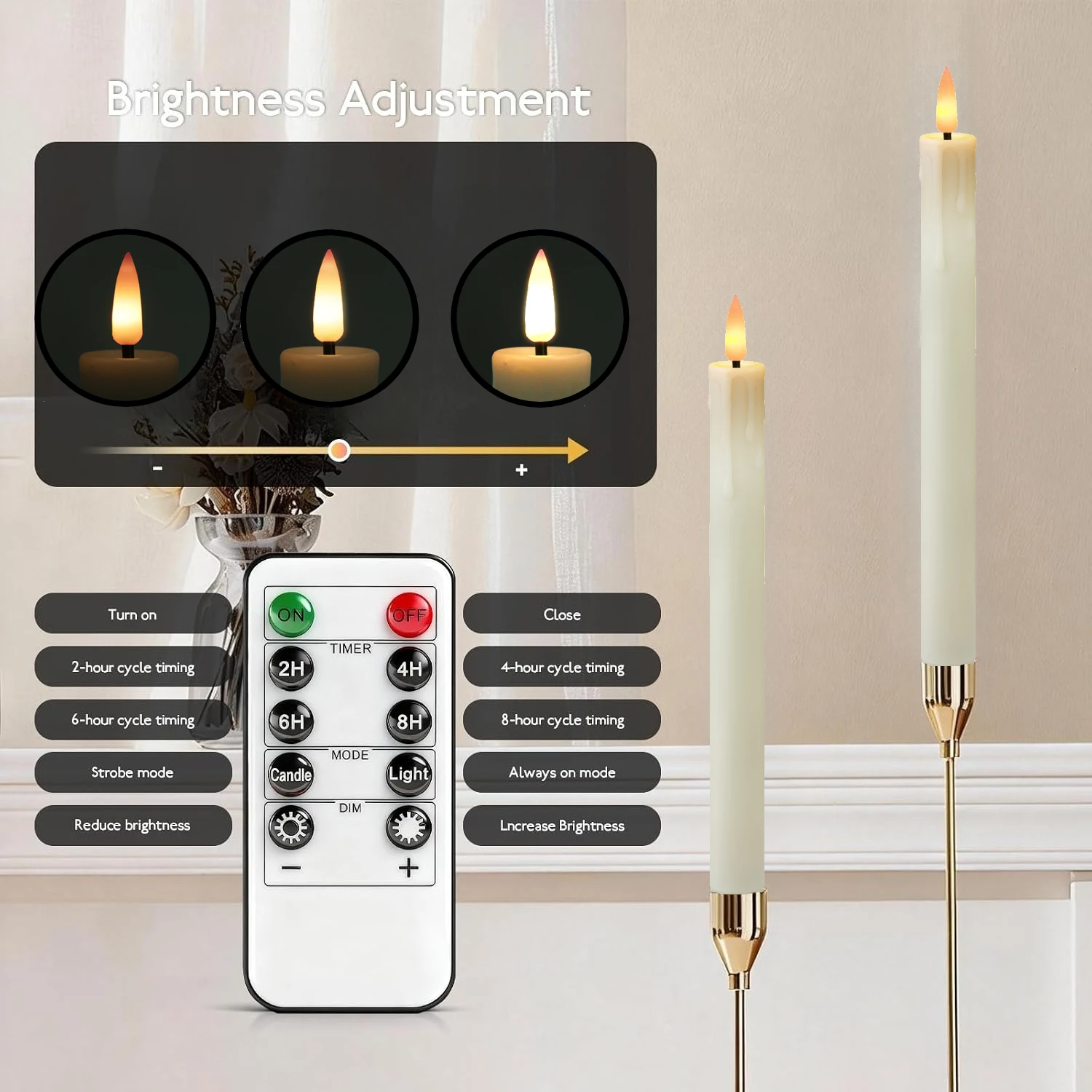 LED Taper Candles LED Tealight Candles with Remote & Timer Flickering Flameless 3D Wick Candle Christmas Halloween Wedding Decor