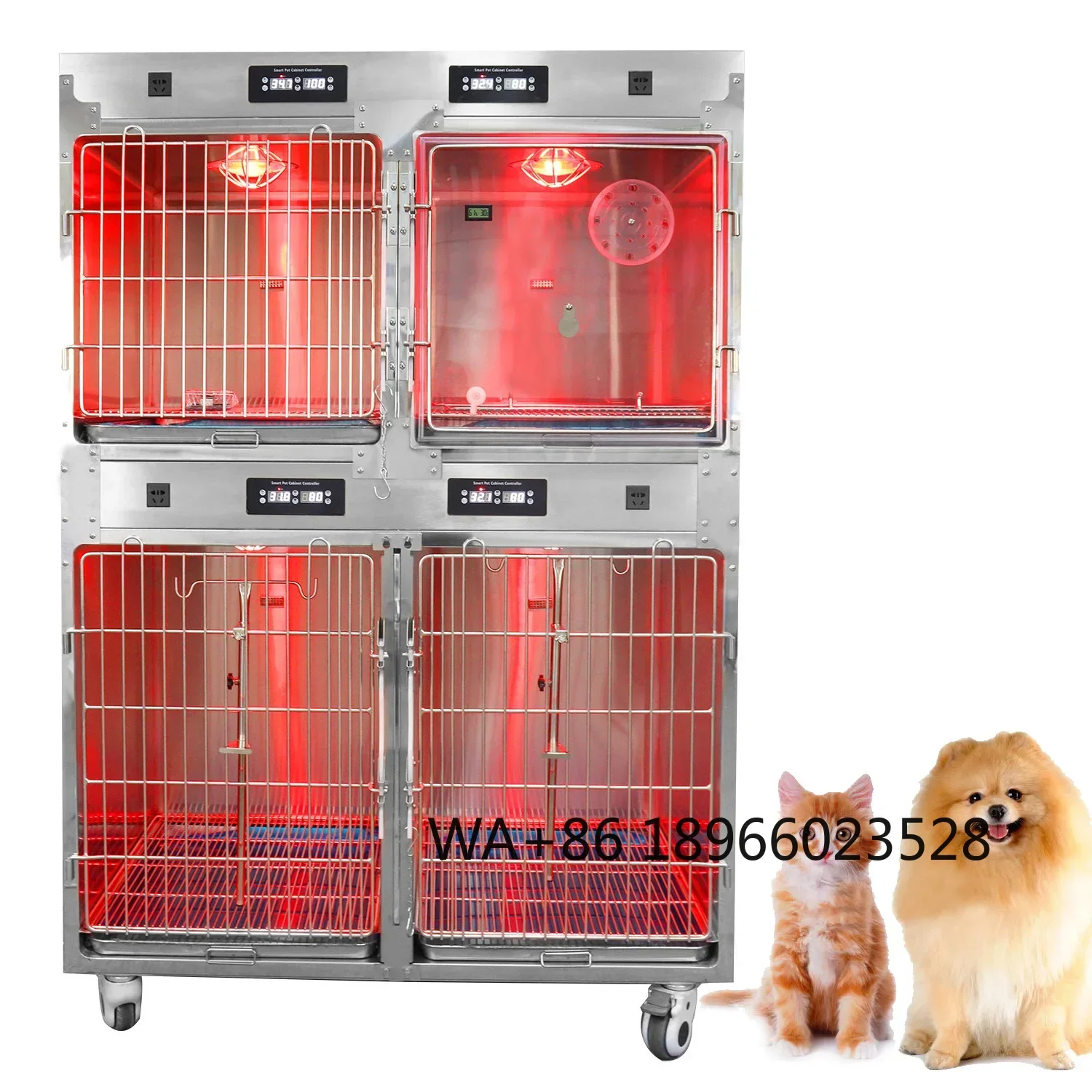 Hospital Medical Equipment Unit Veterinary Stainless Steel Dog Kennel Pet Cage Therapy Warm  Cage For Pet