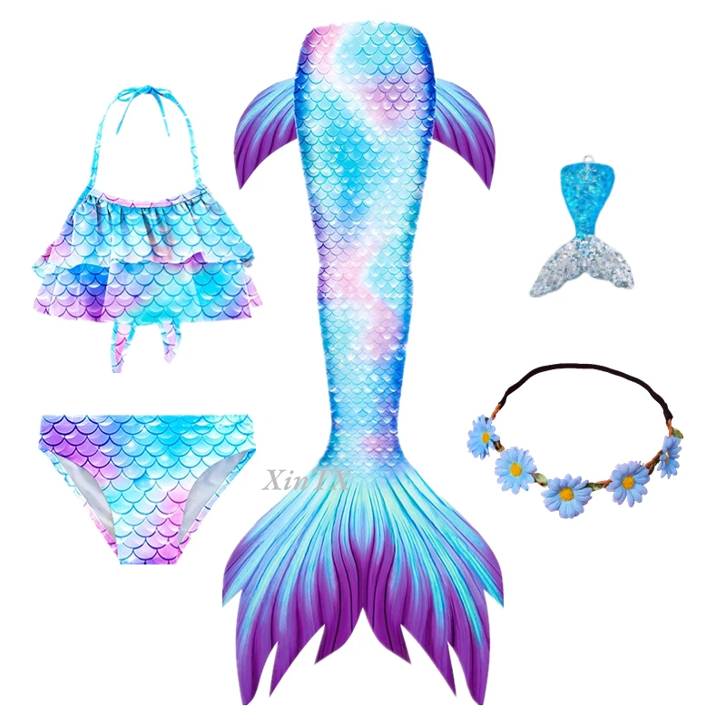 Kids Mermaid Tails Swimming Swimwear Swimmable Beach Clothes  Little Children Mermaid Swimsuit Can Add Monofin Fin