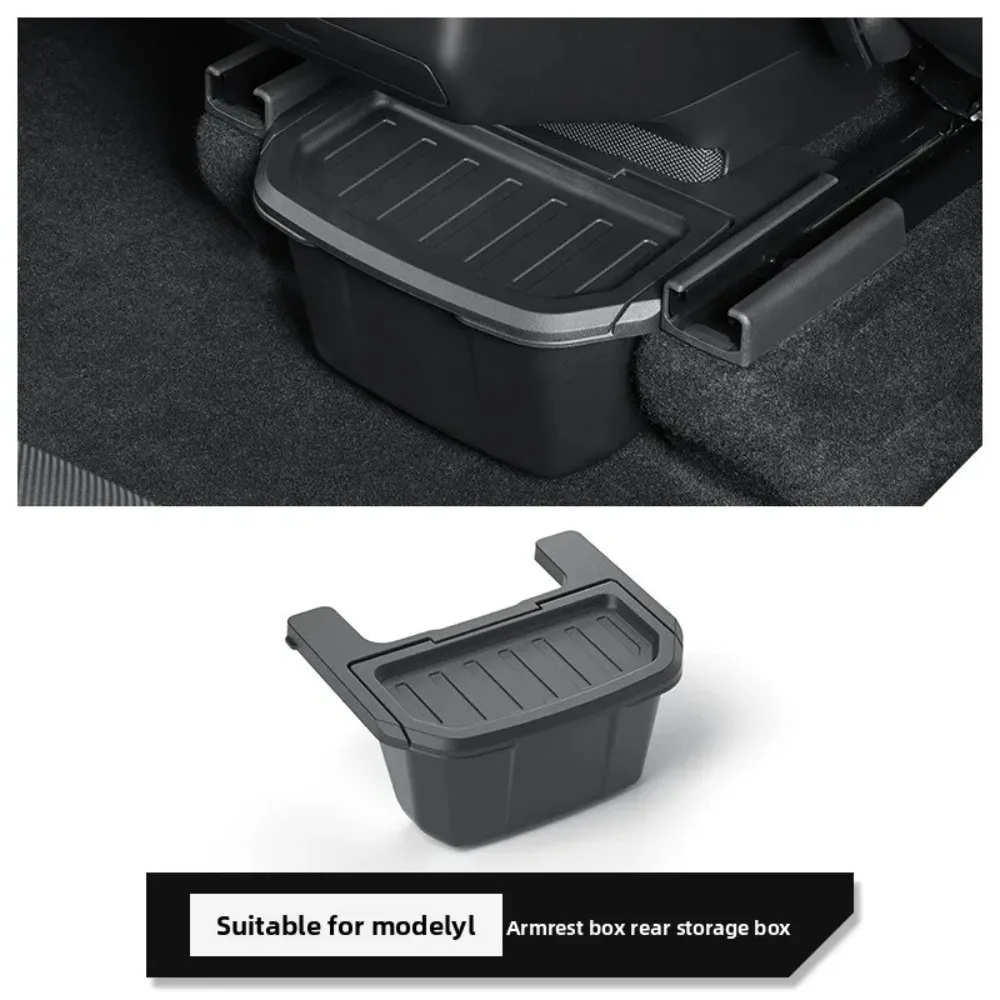 New TPE Rear Seat Storage Box & Trash Can for Tesla Model Y Juniper/YL 2025-2026 Center Console Organizer with Anti-Slip Lid