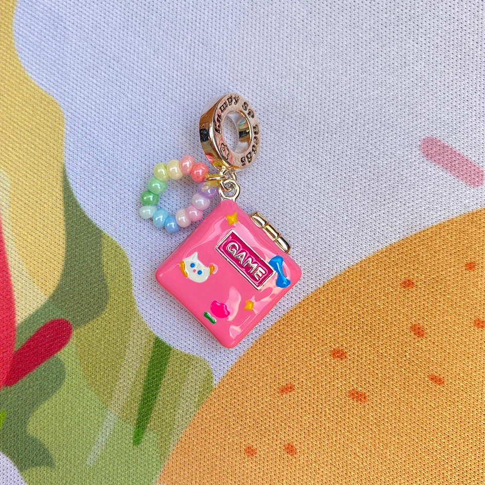 

925 Sterling Silver Openable Cat Game Boy Charm Bead For Bracelet Bangle European Jewelry