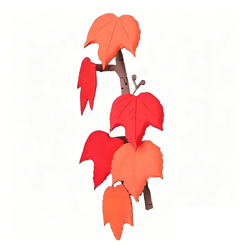 Flexible Articulated Vines 3D Boston Ivy Fridge Magnet, Strong Magnetic Grip For Home Decor With 6 Leaves