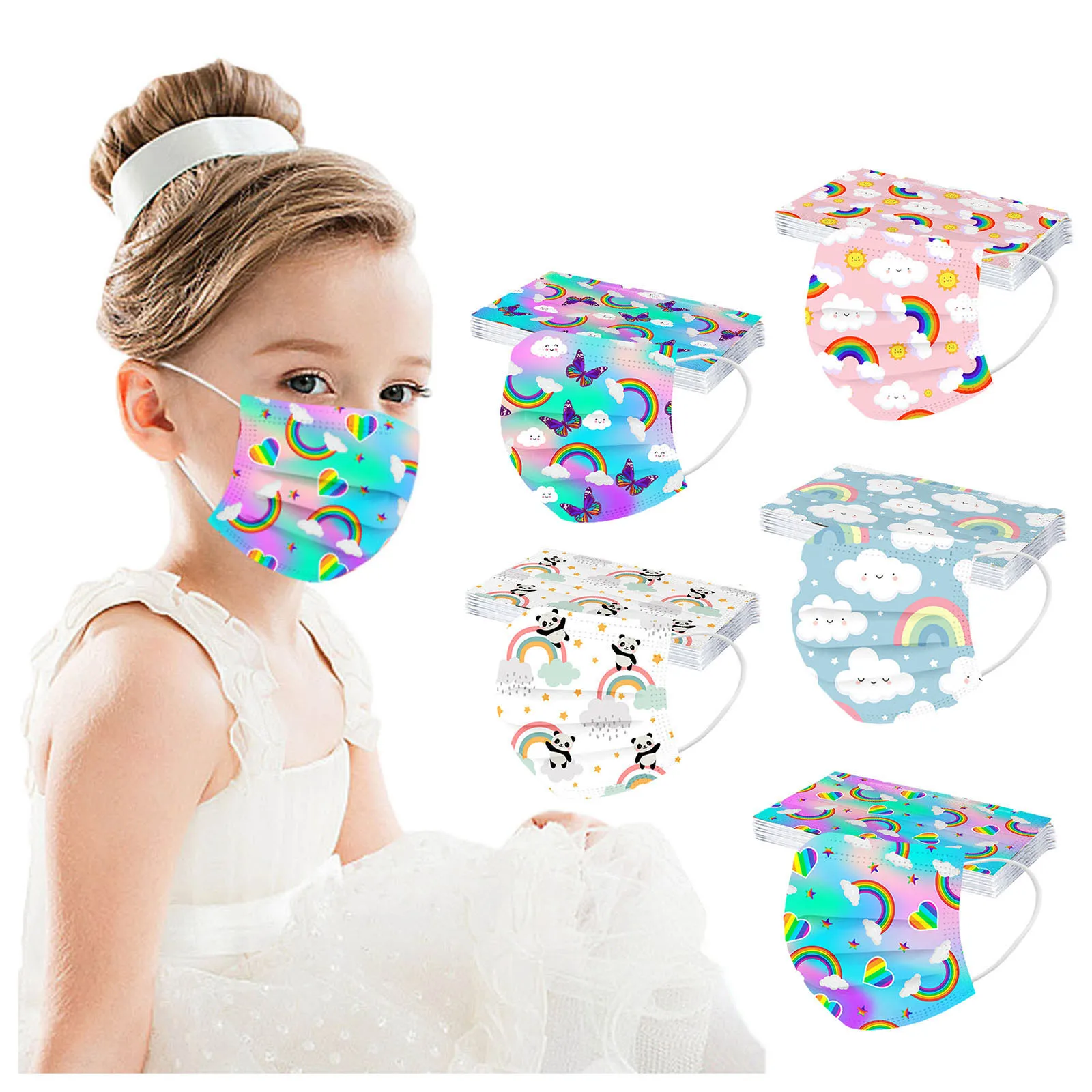 Kids Children\'s Mask Disposable Face Mask Industrial 3Ply Ear Loop 50PCS Mask