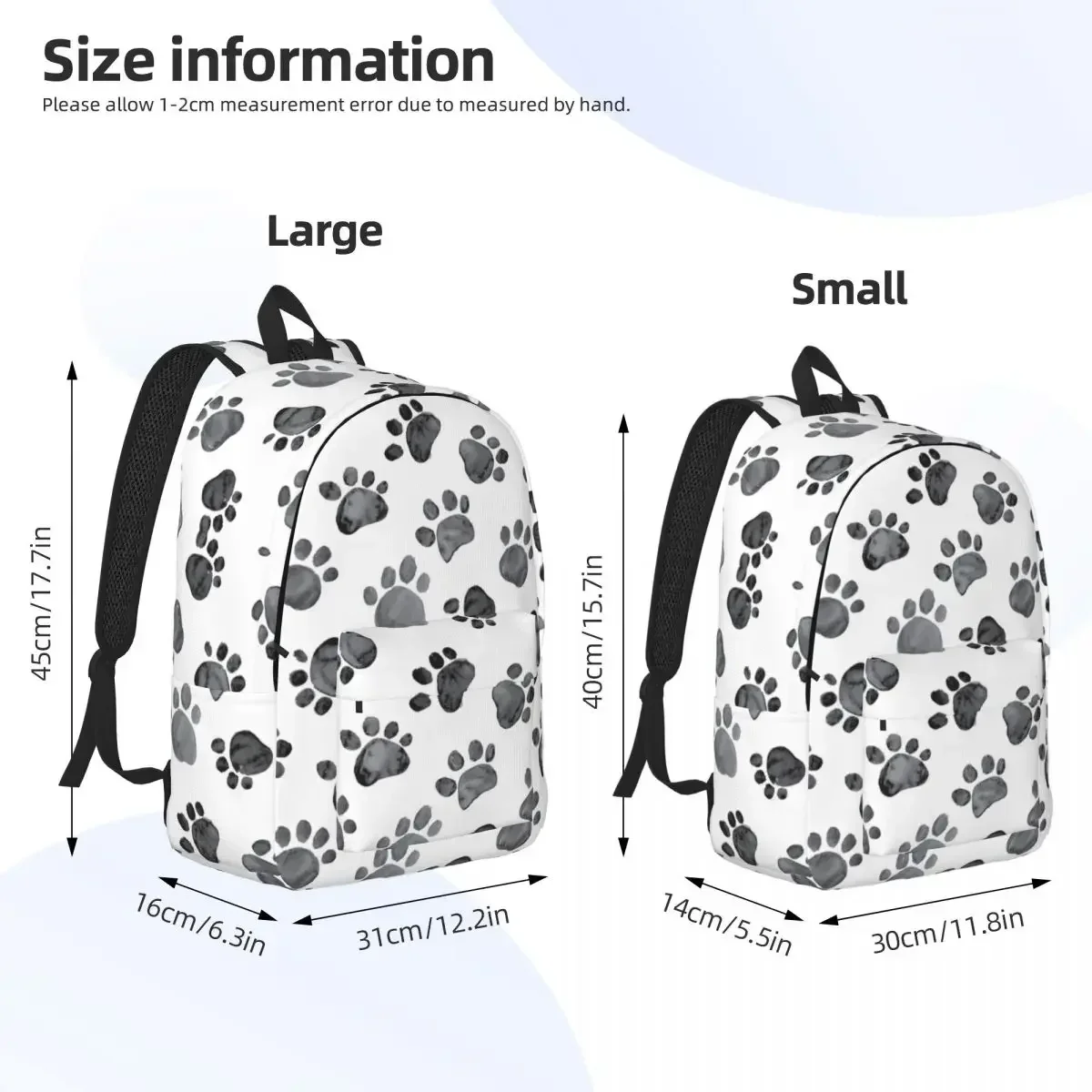 Girls Dog Paws Prints School College Travel Bags Women Men Bookbag Fits 15 Inch Laptop