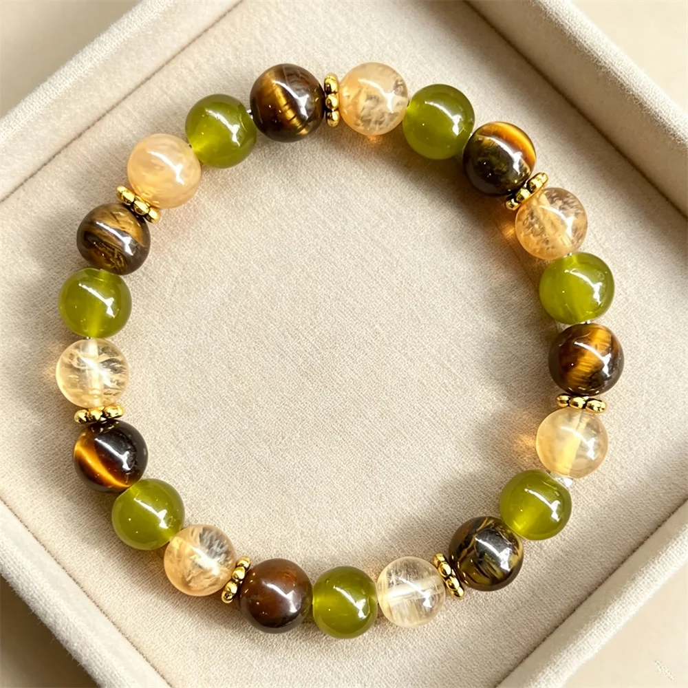 Tigers Eyes Citrine Bracelet Women Spring Summer Jewelry Healing Yoga Beads Bangles Cool Gift for Mom