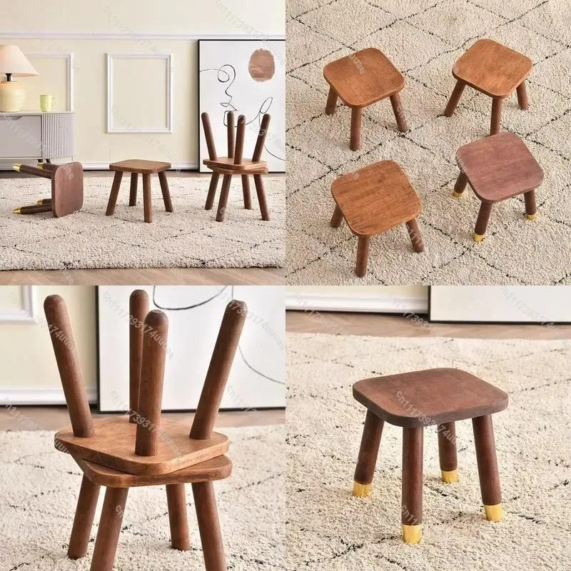 Solid Wood Mini Stool Multi Function Footrest Bench Modern Household Shoe Changing Seat Living Room Ottoman Small Wooden