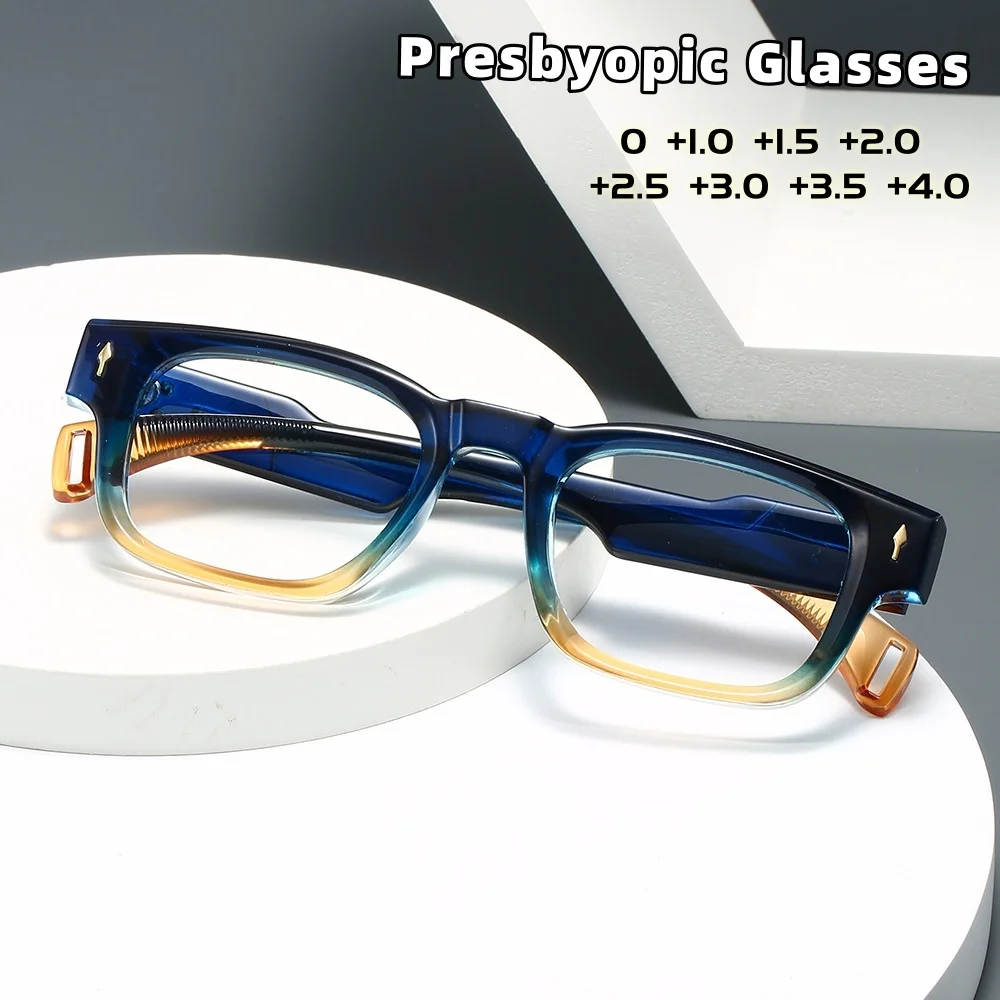 

New European and American Presbyopia Glasses with Anti Blue Light Mens Japanese and Korean Square Frame High-end High-definition