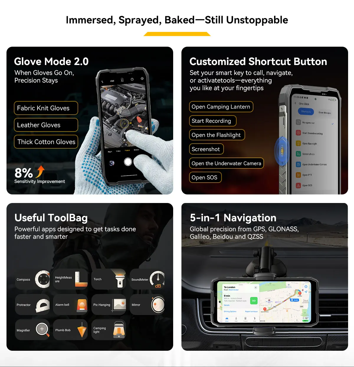 Global version Blackview ROCK 5 Rugged Smartphone Android 16 6.78'' 2.4K Display Camping Lantern 20000mAh 108MP NFC Mobile Phone