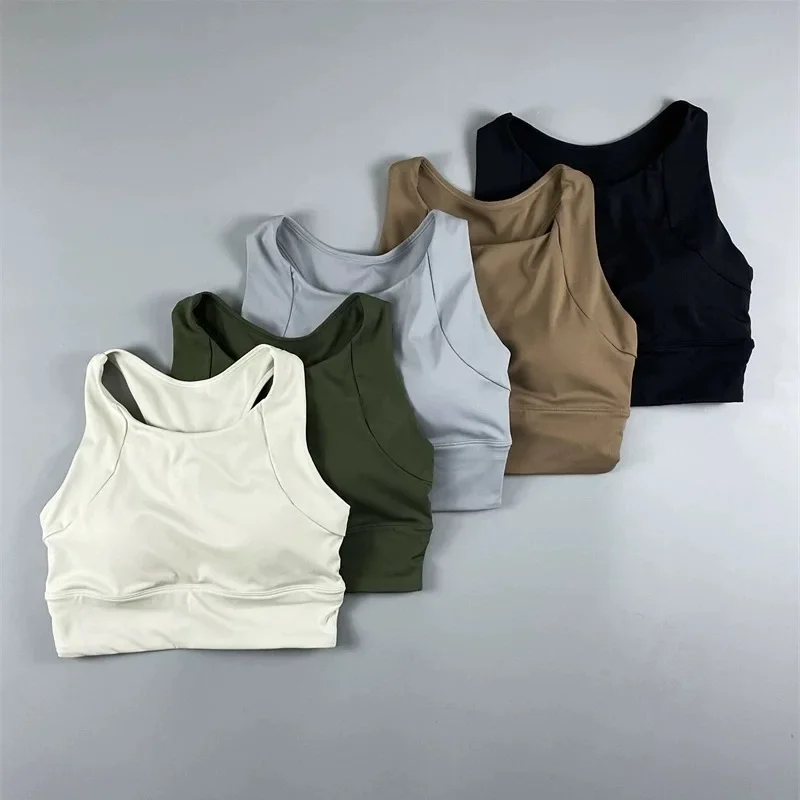 

Women’s Sexy Criss Cross Sports Bra High Support with Built-in Cups, Tummy Control & Skin-Friendly Seamless Workout Tank Top