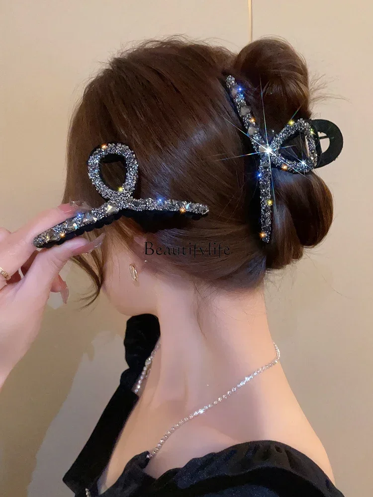 

Retro exquisite full drill hairpin female head elegant black shark clip