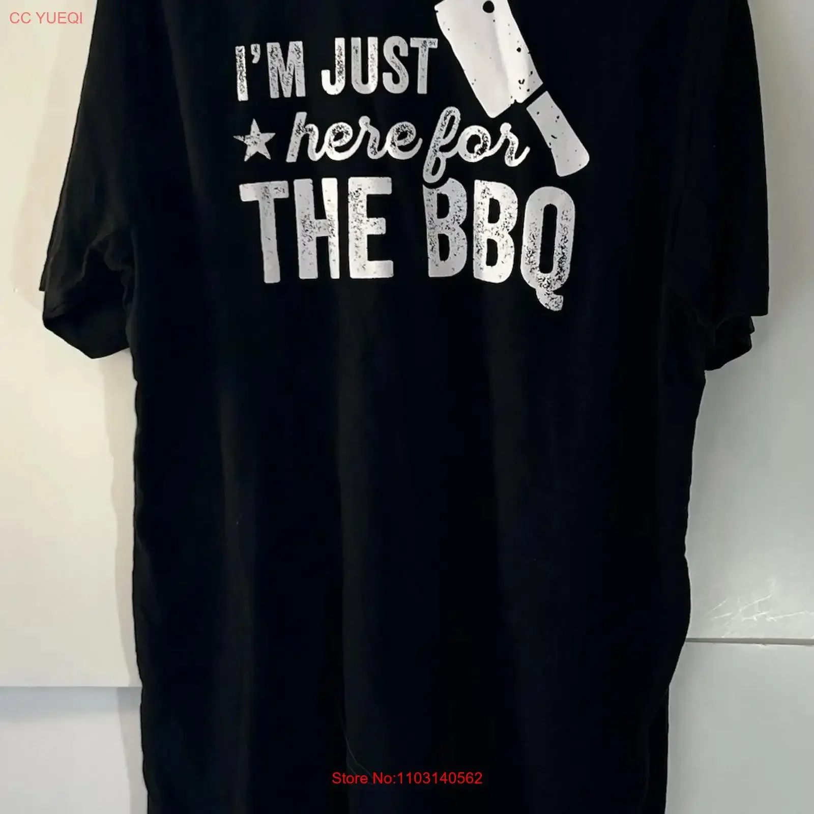 تي شيرت Dave s I am Just Here من أجل الشواء سكين الجزار تي شيرت رجالي Sz L عتيق ملابس شارع مغسولة قابلة للتنفس #1