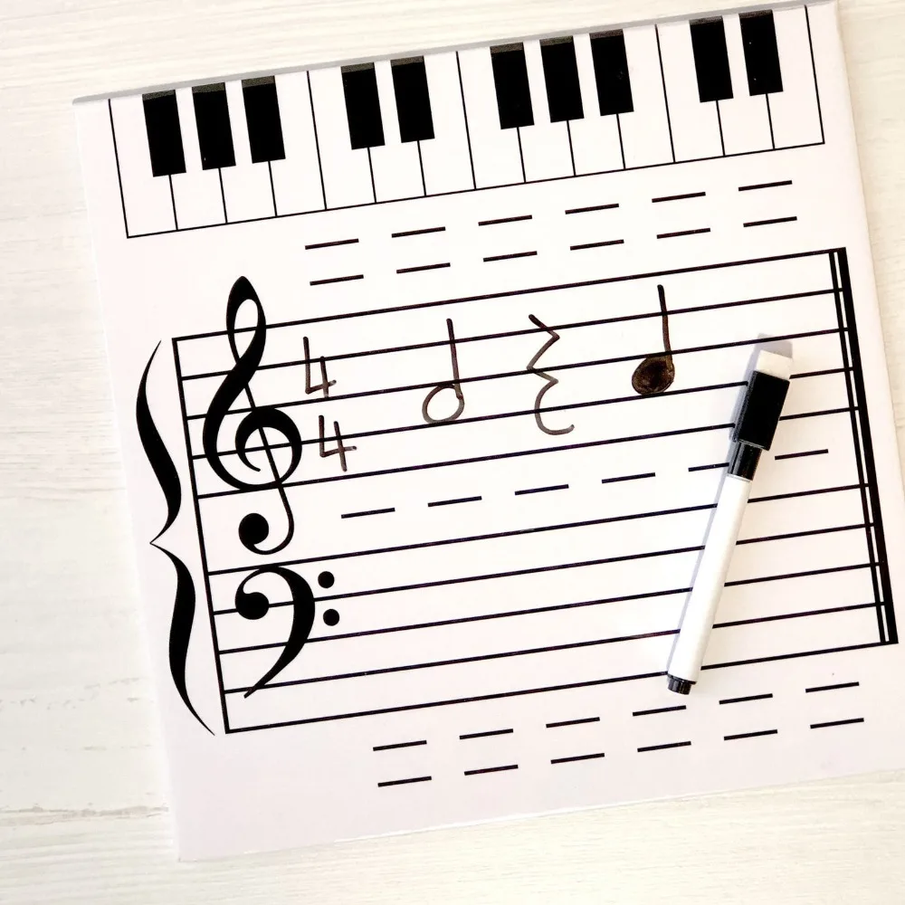 Writing Music Score Whiteboard Reusable Practice Music Teaching Tool Dry Wipe Erasable Magnetic Music Notes Stickers
