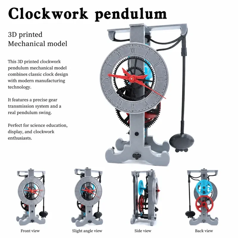 3D Printed Clockwork Mechanical Pendulum Clock Model Single Pendulum Principle Physics Experiment Teaching Aid STEM