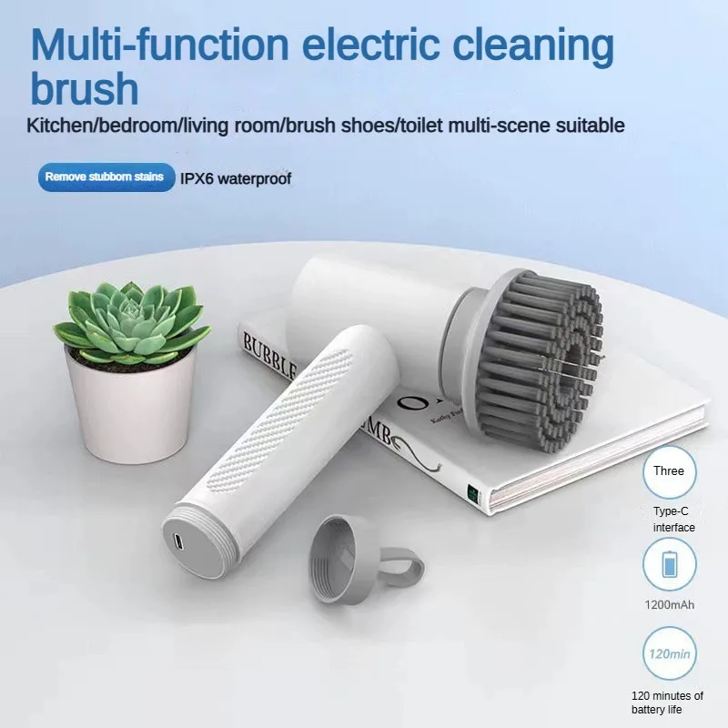 New 4 in 1 Wireless Electric Cleaning Brush 4 Heads For Housework Kitchen Dishwashing Bathtub Tile Professional Cleaning