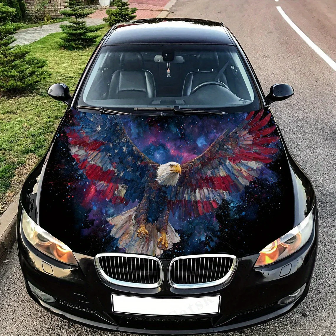 

Patriotic American Cosmic Eagle Car Hood Sticker PVC Self Waterproof stick , Striking Auto Exterior Accessories Decoration Prot
